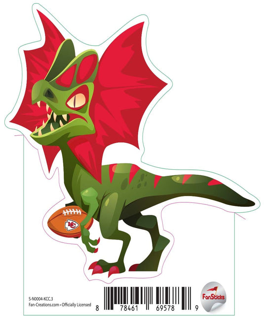 Fan Creations Decal Kansas City Chiefs 3in Decal Xiphosurus - Green Winged Dinosaur with Football