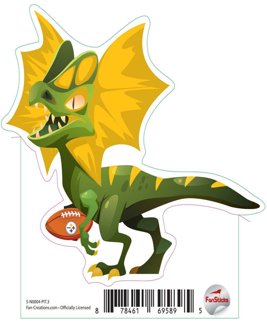 Fan Creations Decal Pittsburgh Steelers 3in Decal  Green Winged Dinosaur with Football