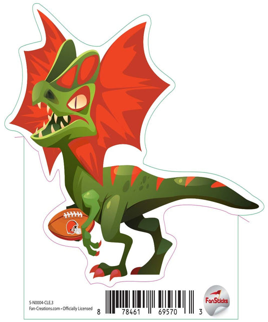 Fan Creations Decal Cleveland Browns 3in Decal Xiphosurus - Green Winged Dinosaur with Football