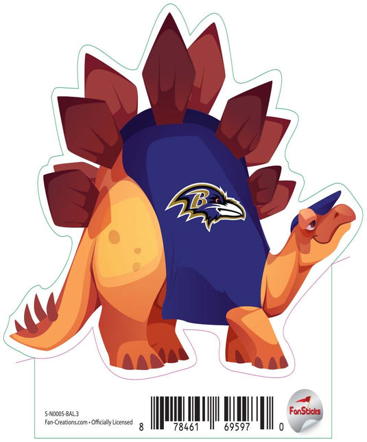 Fan Creations Decal Baltimore Ravens 3in Decal Stegosaurus - Orange Dinosaur with Team Shirt