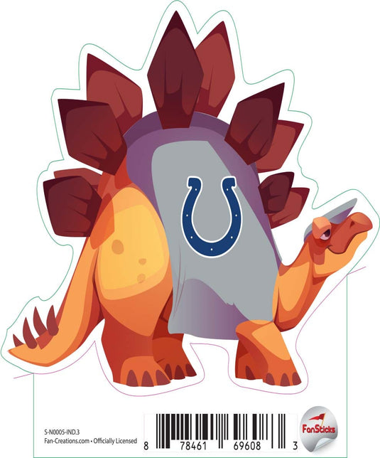 Fan Creations Decal Indianapolis Colts 3in Decal Stegosaurus - Orange Dinosaur with Team Shirt