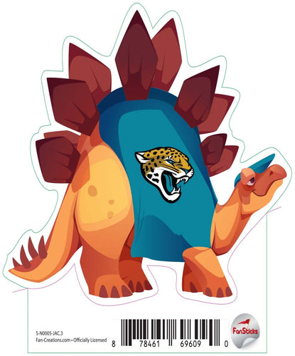 Fan Creations Decal Jacksonville Jaguars 3in Decal Stegosaurus - Orange Dinosaur with Team Shirt