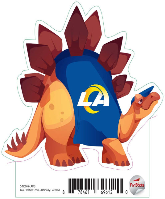 Fan Creations Decal Los Angeles Rams 3in Decal Stegosaurus - Orange Dinosaur with Team Shirt