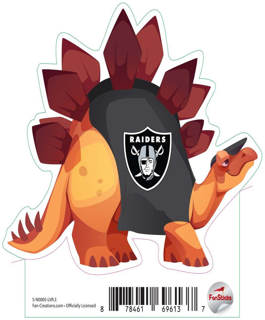 Fan Creations Decal Las Vegas Raiders 3in Decal Stegosaurus - Orange Dinosaur with Team Shirt