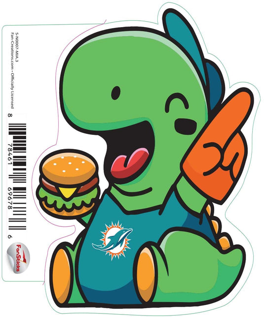 Fan Creations Decal Miami Dolphins 3in Decal Dino