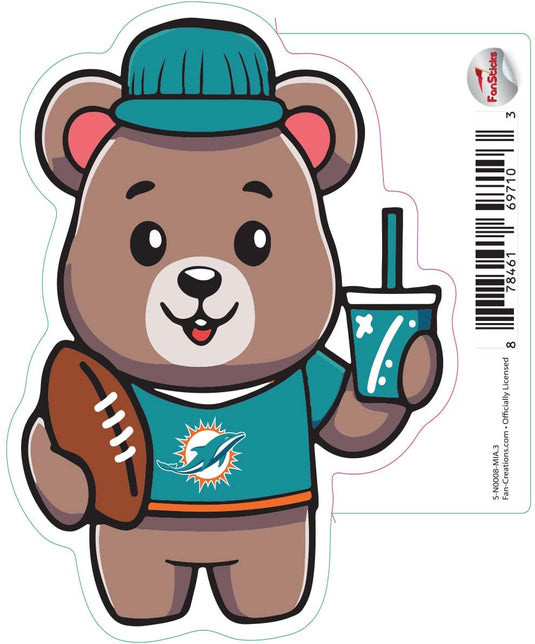 Fan Creations Decal Miami Dolphins 3in Decal Bear