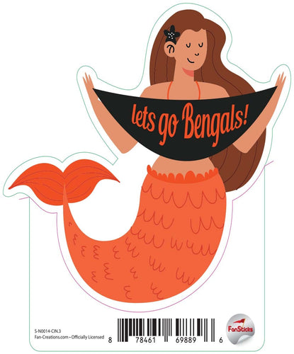 Fan Creations Decal Cincinnati Bengals 3in Decal Mermaid with Banner