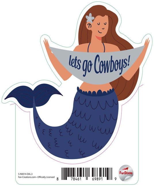 Fan Creations Decal Dallas Cowboys 3in Decal Mermaid with Banner