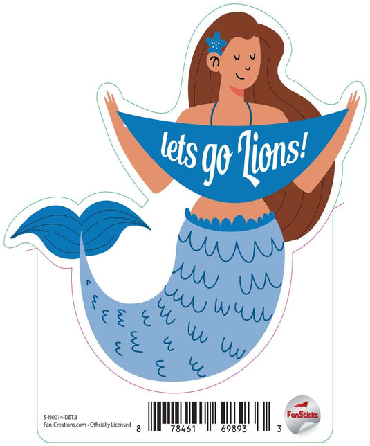 Fan Creations Decal Detroit Lions 3in Decal Mermaid with Banner