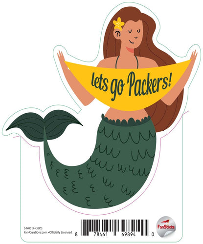 Fan Creations Decal Green Bay Packers 3in Decal Mermaid with Banner