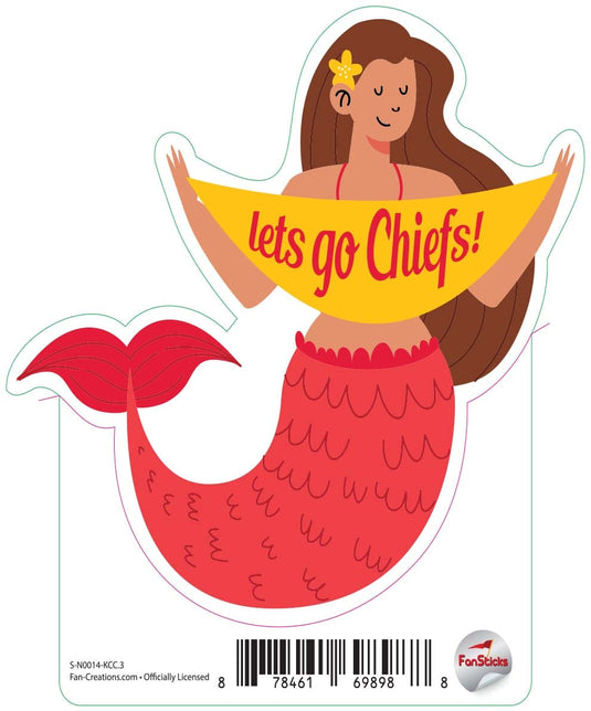 Fan Creations Decal Kansas City Chiefs 3in Decal Mermaid with Banner