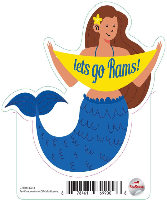 Fan Creations Decal Los Angeles Rams 3in Decal Mermaid with Banner