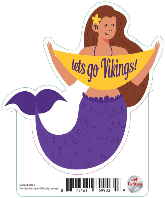 Fan Creations Decal Minnesota Vikings 3in Decal Mermaid with Banner