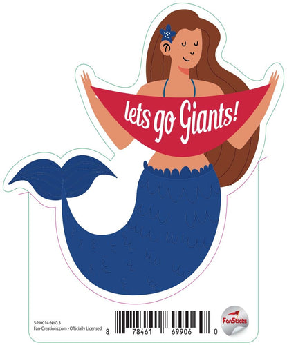 Fan Creations Decal New York Giants 3in Decal Mermaid with Banner