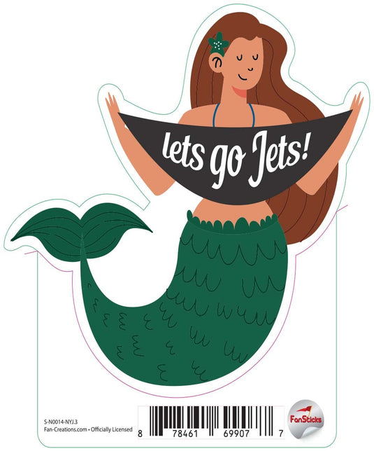 Fan Creations Decal New York Jets 3in Decal Mermaid with Banner