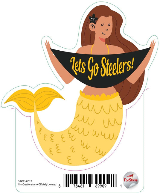Fan Creations Decal Pittsburgh Steelers 3in Decal  Mermaid with Banner