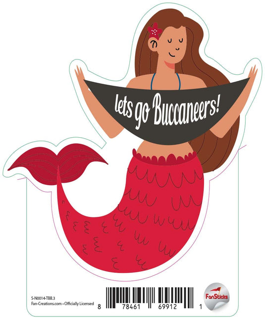 Fan Creations Decal Tampa Bay Buccaneers 3in Decal - Mermaid with Banner