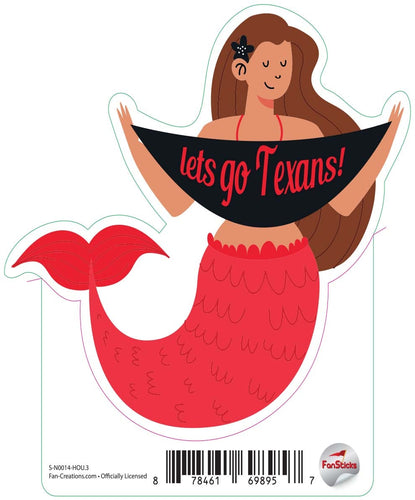 Fan Creations Decal Houston Texans 3in Decal Mermaid with Banner