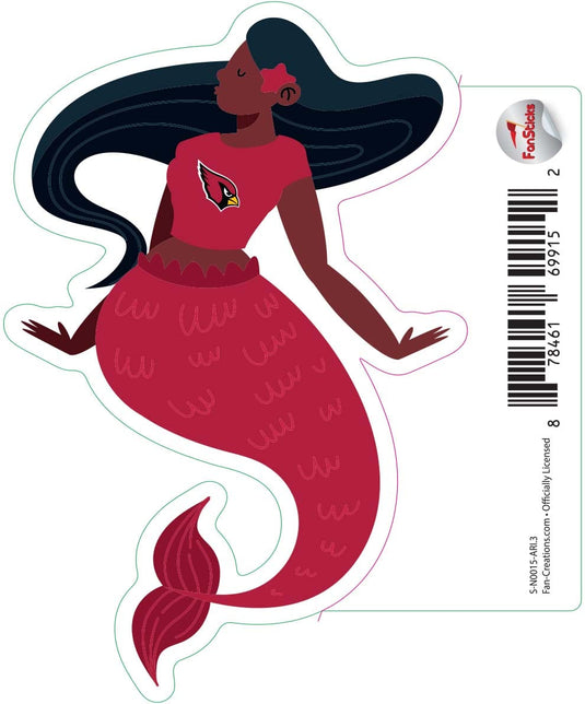 Fan Creations Decal Arizona Cardinals 3in Decal Mermaid with Team Shirt