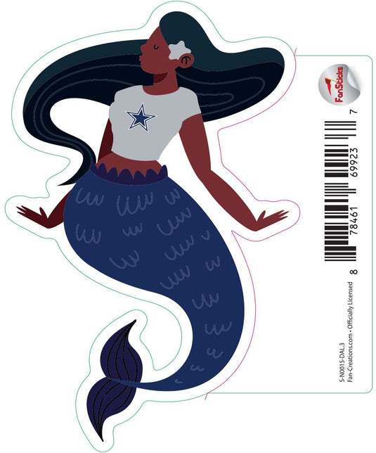 Fan Creations Decal Dallas Cowboys 3in Decal Mermaid with Team Shirt