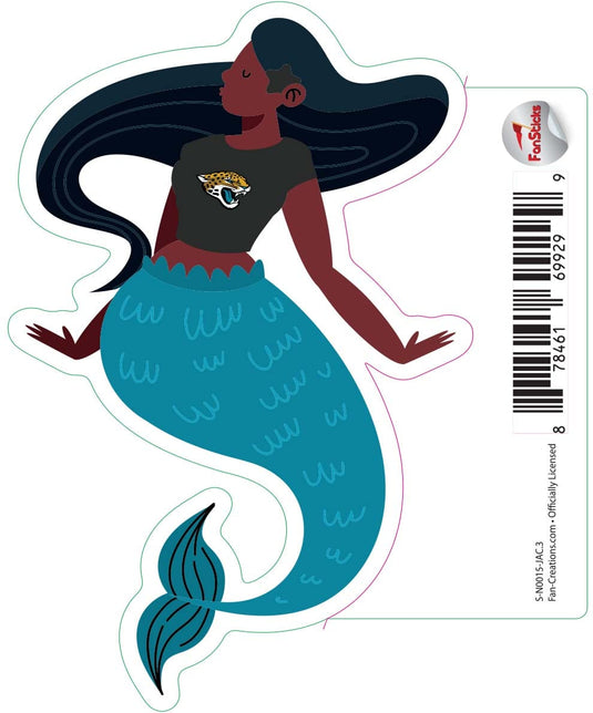 Fan Creations Decal Jacksonville Jaguars 3in Decal Mermaid with Team Shirt