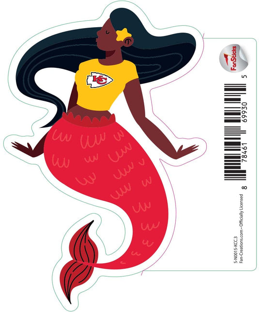 Fan Creations Decal Kansas City Chiefs 3in Decal Mermaid with Team Shirt