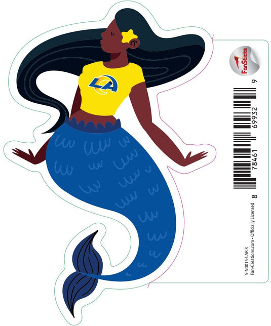 Fan Creations Decal Los Angeles Rams 3in Decal Mermaid with Team Shirt