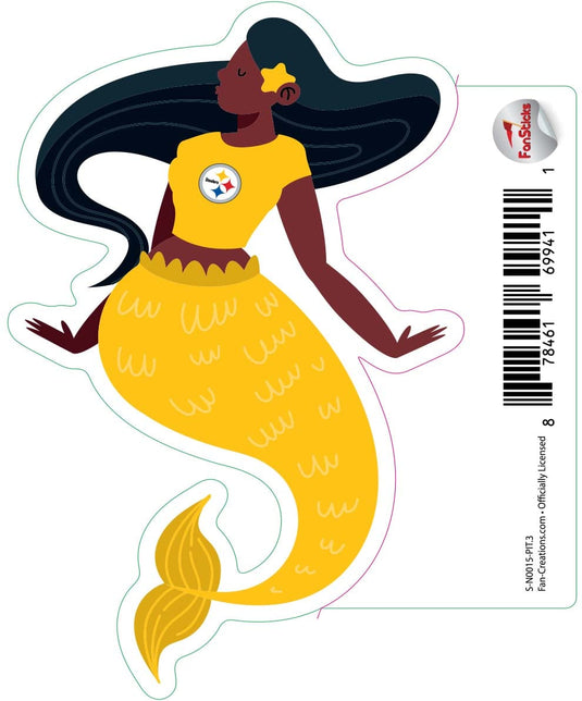 Fan Creations Decal Pittsburgh Steelers 3in Decal  Mermaid with Team Shirt