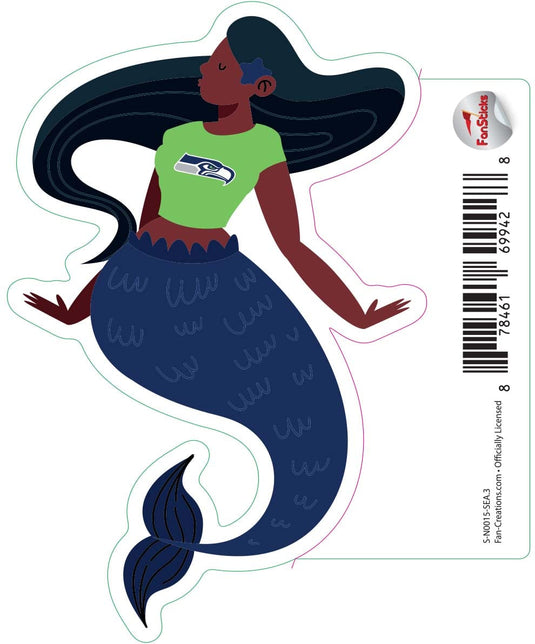 Fan Creations Decal Seattle Seahawks 3in Decal - Mermaid with Team Shirt