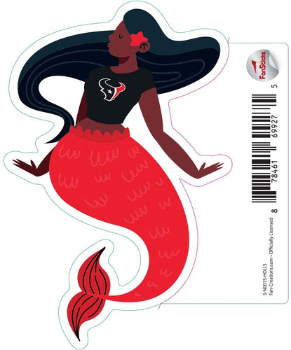 Fan Creations Decal Houston Texans 3in Decal Mermaid with Team Shirt