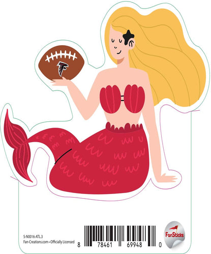 Fan Creations Decal Atlanta Falcons 3in Decal Mermaid with Football