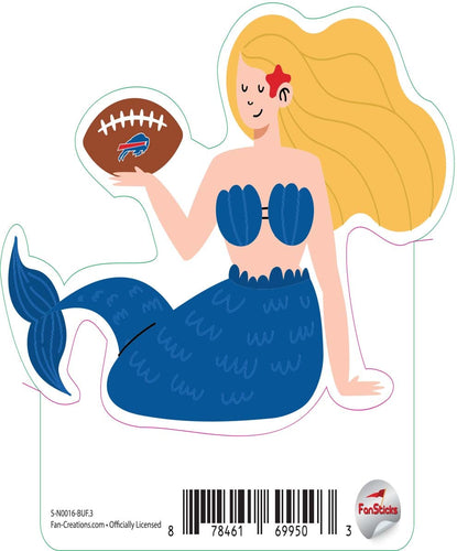 Fan Creations Decal Buffalo Bills 3in Decal Mermaid with Football