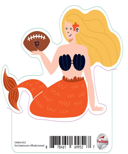 Fan Creations Decal Chicago Bears 3in Decal Mermaid with Football