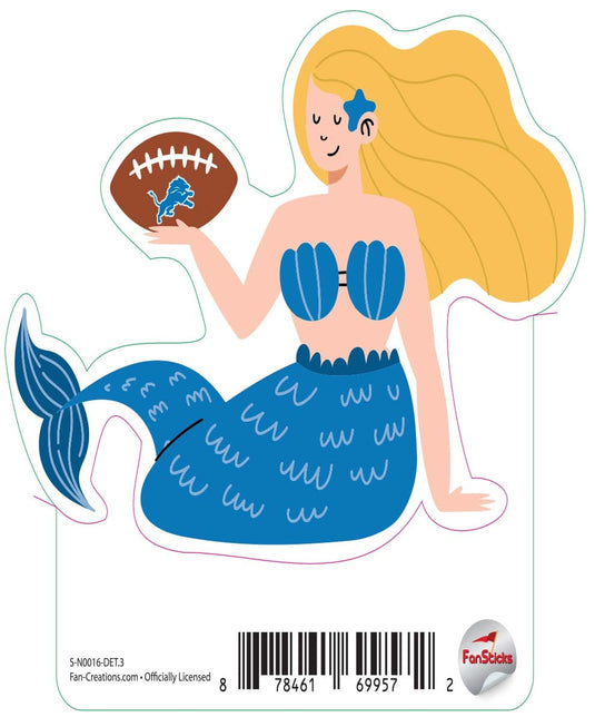 Fan Creations Decal Detroit Lions 3in Decal Mermaid with Football