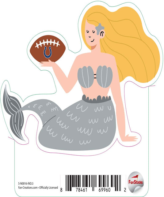 Fan Creations Decal Indianapolis Colts 3in Decal Mermaid with Football