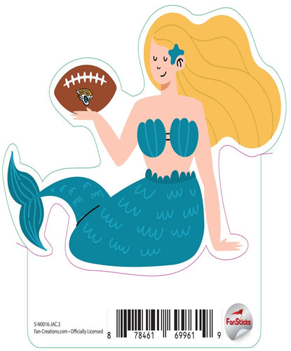 Fan Creations Decal Jacksonville Jaguars 3in Decal Mermaid with Football