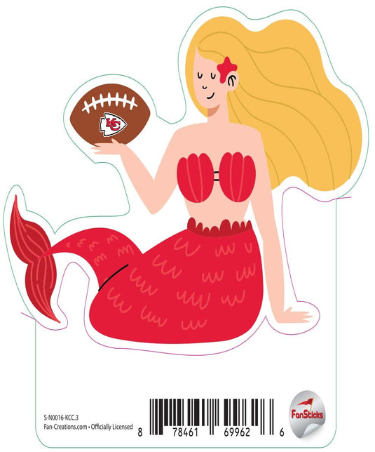 Fan Creations Decal Kansas City Chiefs 3in Decal Mermaid with Football