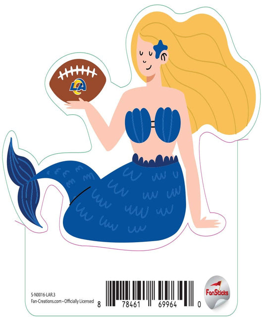 Fan Creations Decal Los Angeles Rams 3in Decal Mermaid with Football
