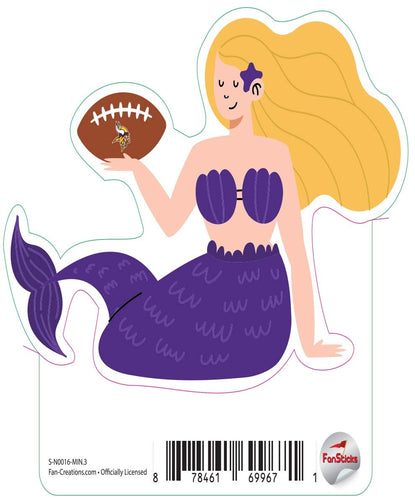 Fan Creations Decal Minnesota Vikings 3in Decal Mermaid with Football