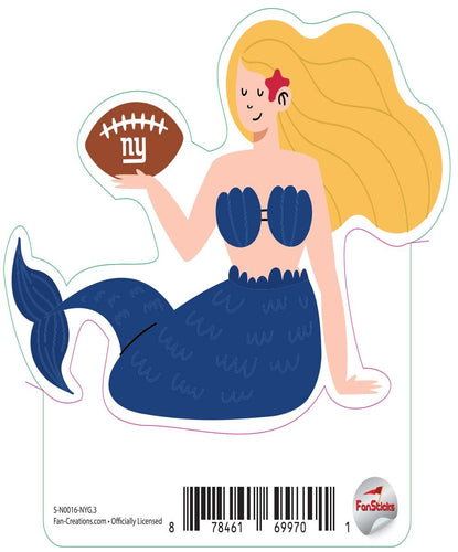 Fan Creations Decal New York Giants 3in Decal Mermaid with Football