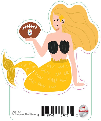 Fan Creations Decal Pittsburgh Steelers 3in Decal  Mermaid with Football