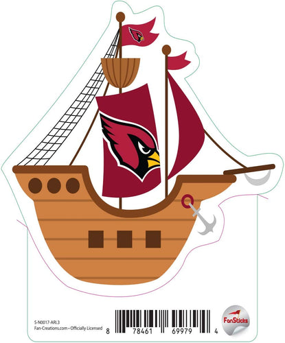 Fan Creations Decal Arizona Cardinals 3in Decal Pirate Ship