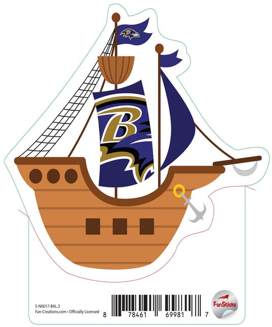 Fan Creations Decal Baltimore Ravens 3in Decal Pirate Ship