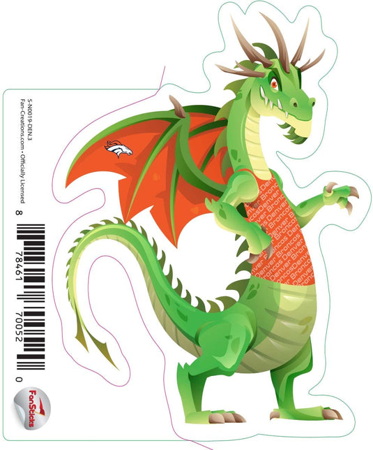 Fan Creations Decal Denver Broncos 3in Decal Dragon with Shirt