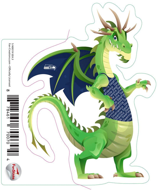 Fan Creations Decal Seattle Seahawks 3in Decal - Dragon with Shirt