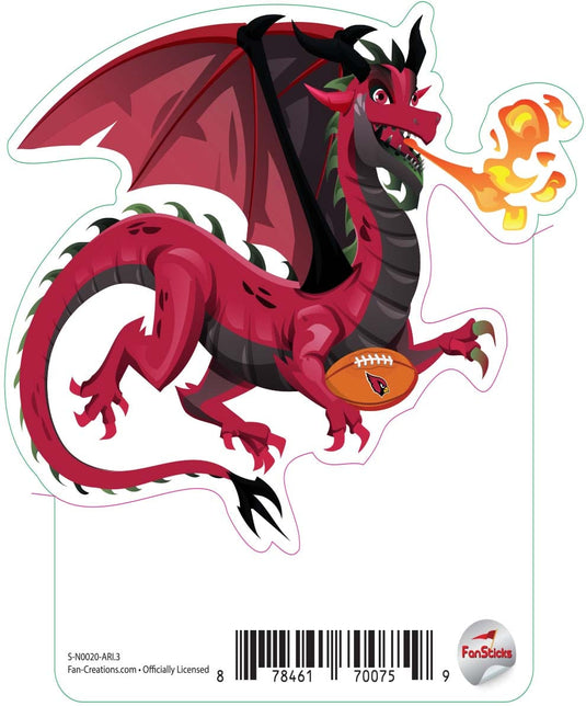 Fan Creations Decal Arizona Cardinals 3in Decal Dragon with Football