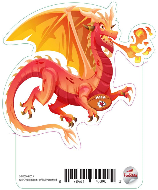 Fan Creations Decal Kansas City Chiefs 3in Decal Dragon with Football
