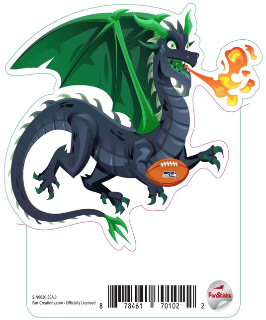 Fan Creations Decal Seattle Seahawks 3in Decal - Dragon with Football