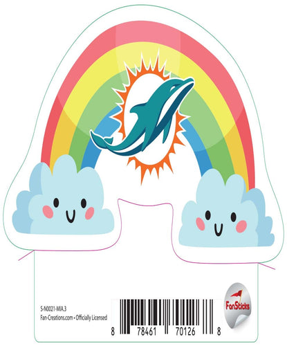 Fan Creations Decal Miami Dolphins 3in Decal Rainbow