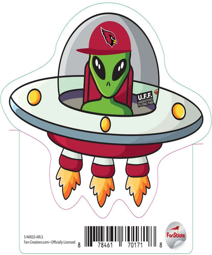 Fan Creations Decal Arizona Cardinals 3in Decal UFO Alien Fan